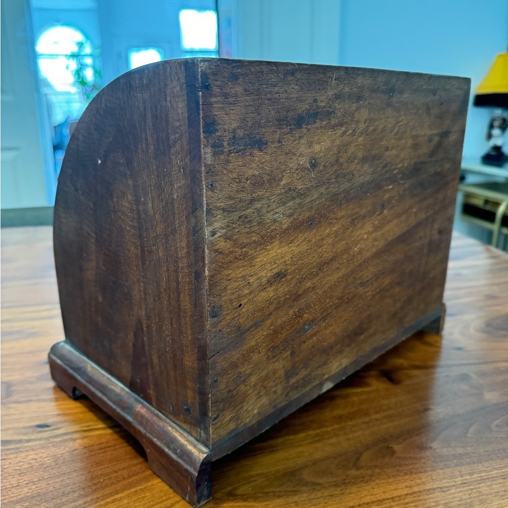 VINTAGE OLD RARE HANDMADE WOODEN LETTER / CARD RACK HOLDER WITH DRAWER 12.75” - Picture 6 of 13